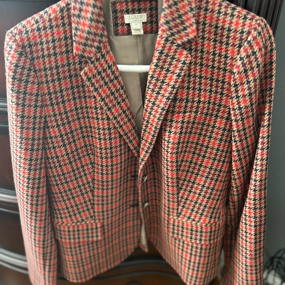 J. Crew Red and Black Plaid Blazer
